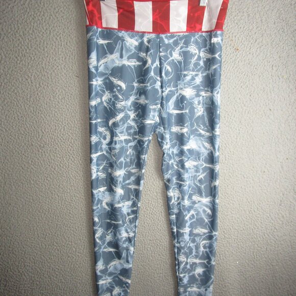 PELAGIC 50+ UPF PROTECTION COMPRESSION PANTS RED WHITE BLUE LARGE POLYESTER - Picture 1 of 4